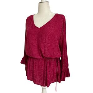 Elegant Fucshia, Long Sleeve Blouse